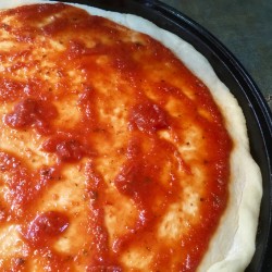 Homemade pizza, first time - Homemade pizza - 2 - sauce