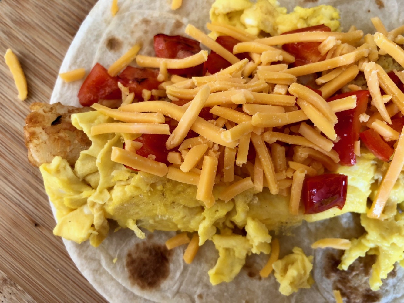 Saturday breakfast burrito build 2017 - 06 - cheese