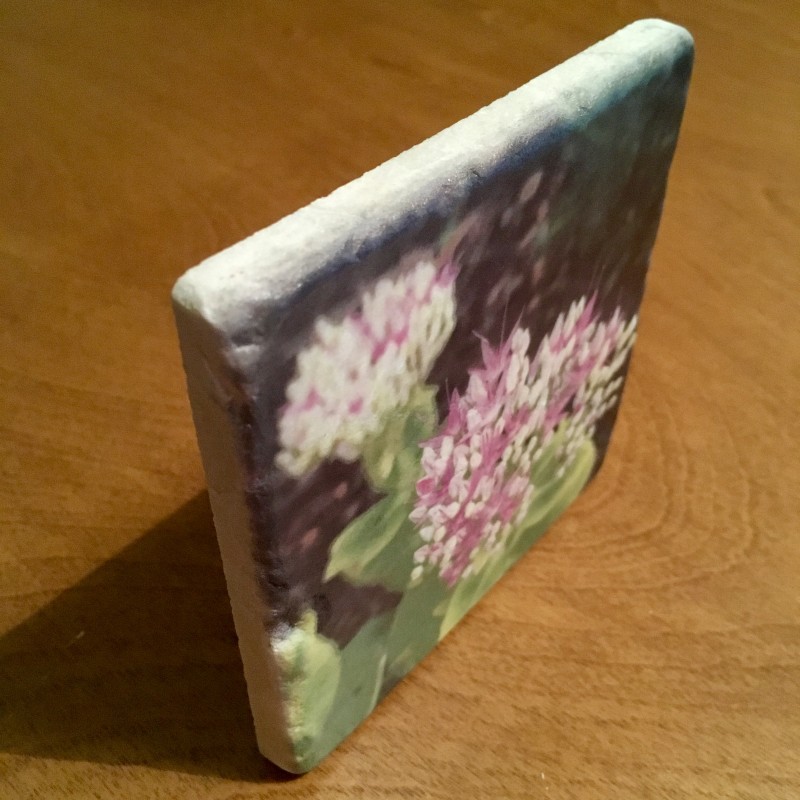 Another pink and white flower - marble coaster - Additional Image 1