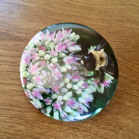 Bee with purple wings on flowers - 2.25 inch magnet