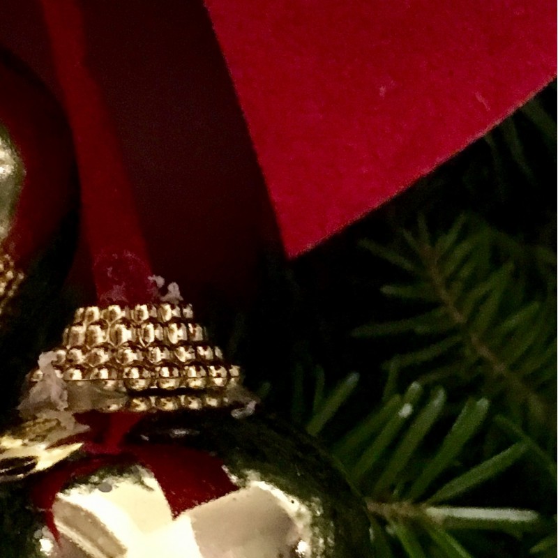 Golden bells, red ribbon, green wreath - photo print - Additional Image 2