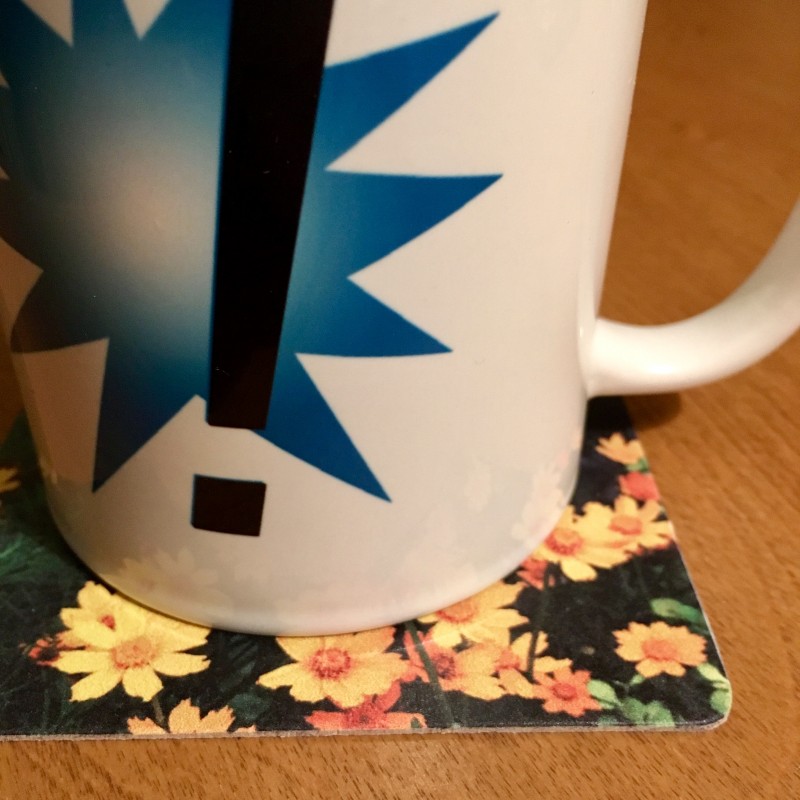 Orange flowers by the bird bath - coaster set - Additional Image 2