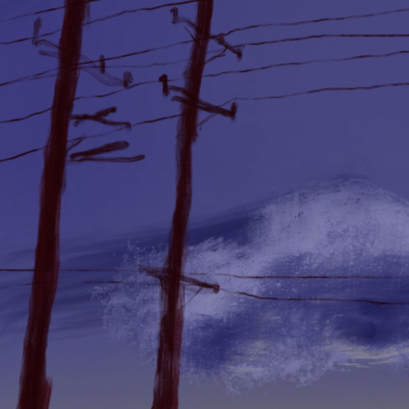 Telephone poles on a purple sky - photo print - Additional Image 1