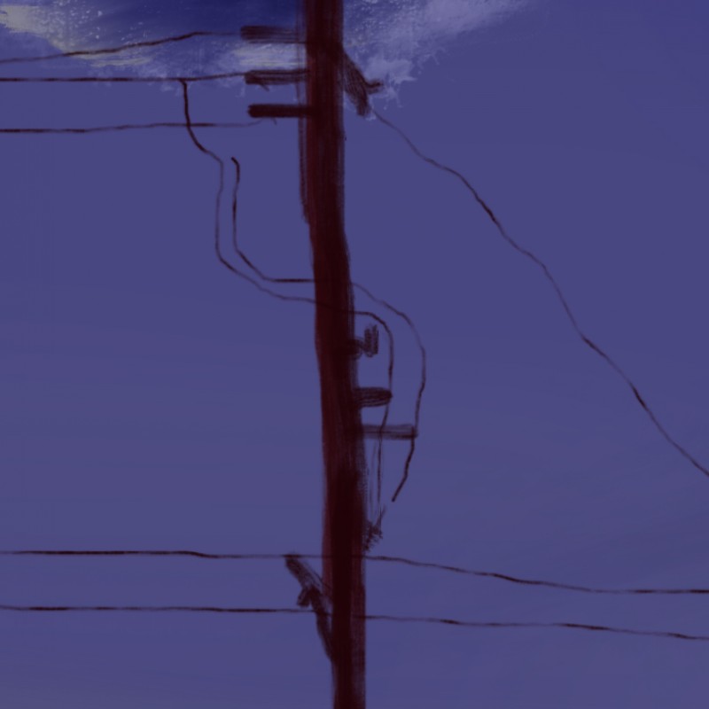Telephone poles on a purple sky - photo print - Additional Image 2
