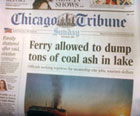 Chicago Tribune front page - On Lake Michigan, a coal-burning steamship gets a pass