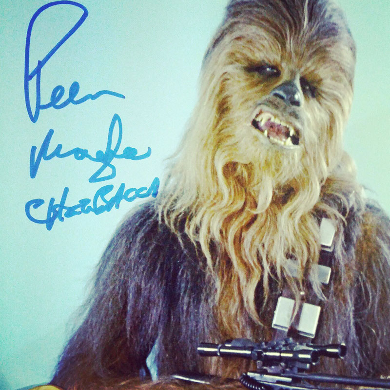 Chewbacca picture autographed by Peter Mayhew