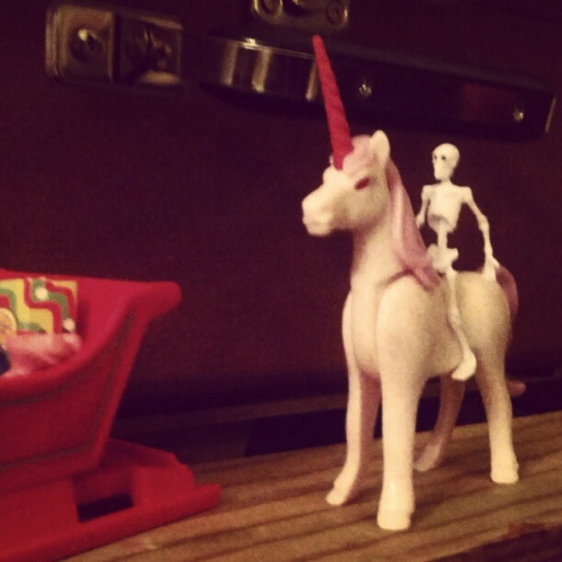In My World Skeletons Ride Unicorns and Chase Santa's Sleigh