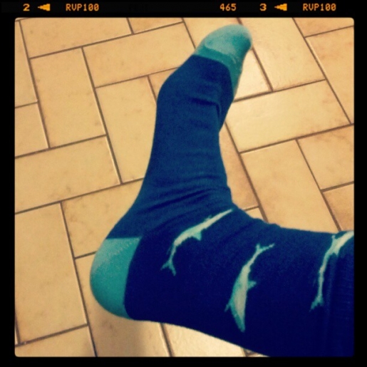 Wearing the shark socks today