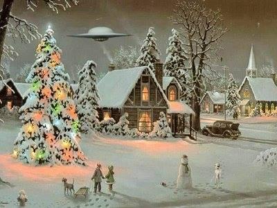 space ship during the snowy holidays