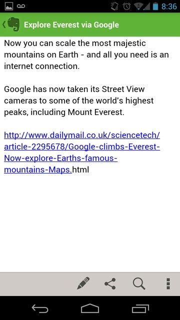 Evernote's note in Android