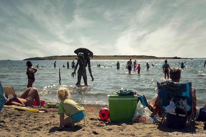 alien at the beach