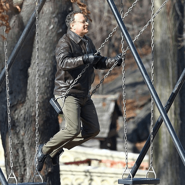 tom hanks on a swing