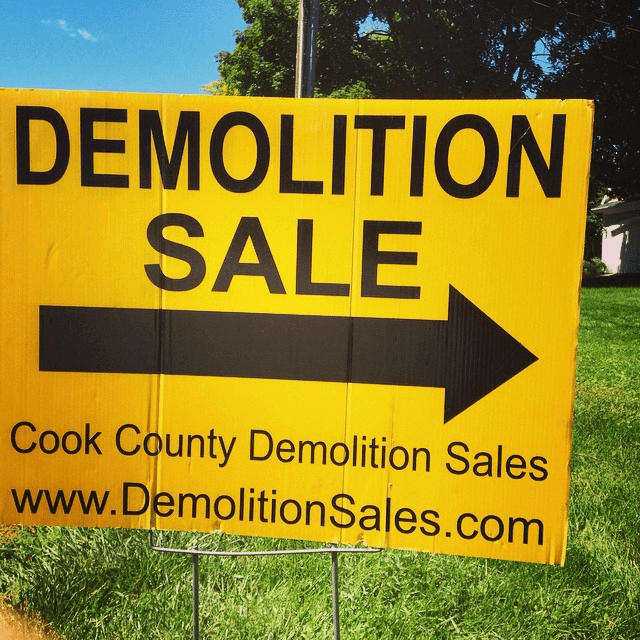 demolition sale sign