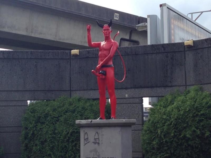 naked saluting satan statue removed from vancouver park