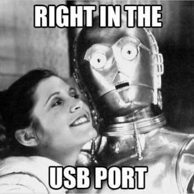 Right in the USB port