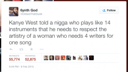 6ynth god on twitter kanye west told a nigga who plays like 14 instruments