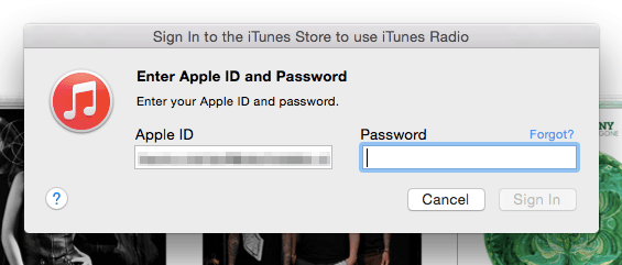 Sign In to the iTunes Store to use iTunes Radio and iTunes