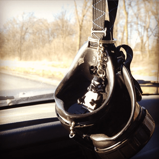 tie fighter pilot is getting some sun in the welding goggles