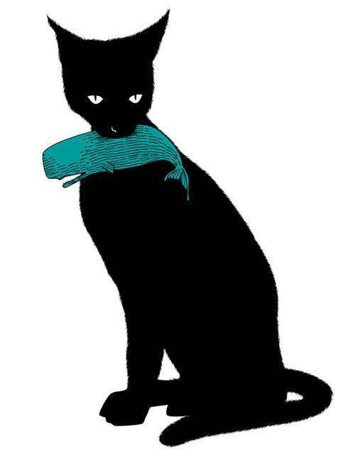 A cat with a whale in its mouth