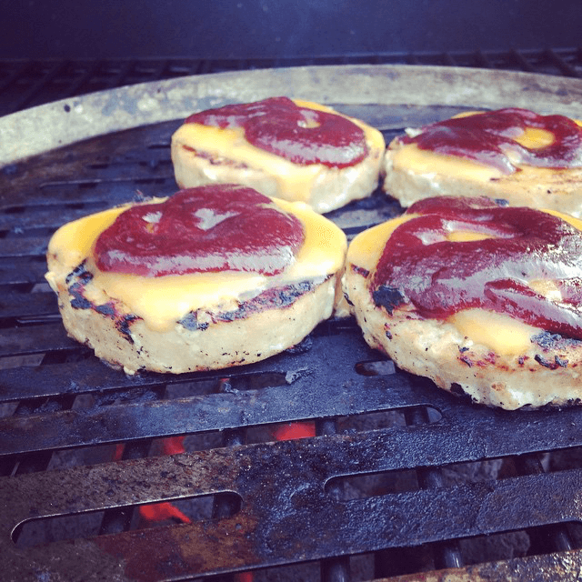 BBQ Salmon Burgers are cooking 2