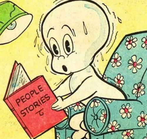 Casper the Ghost reading People Stories