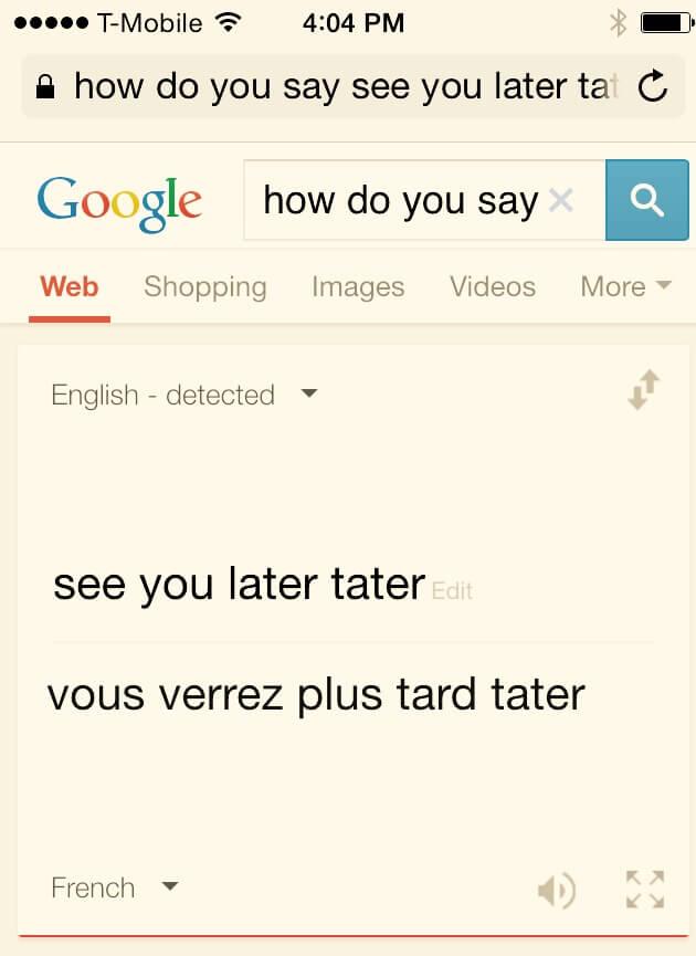 see you later tater in French