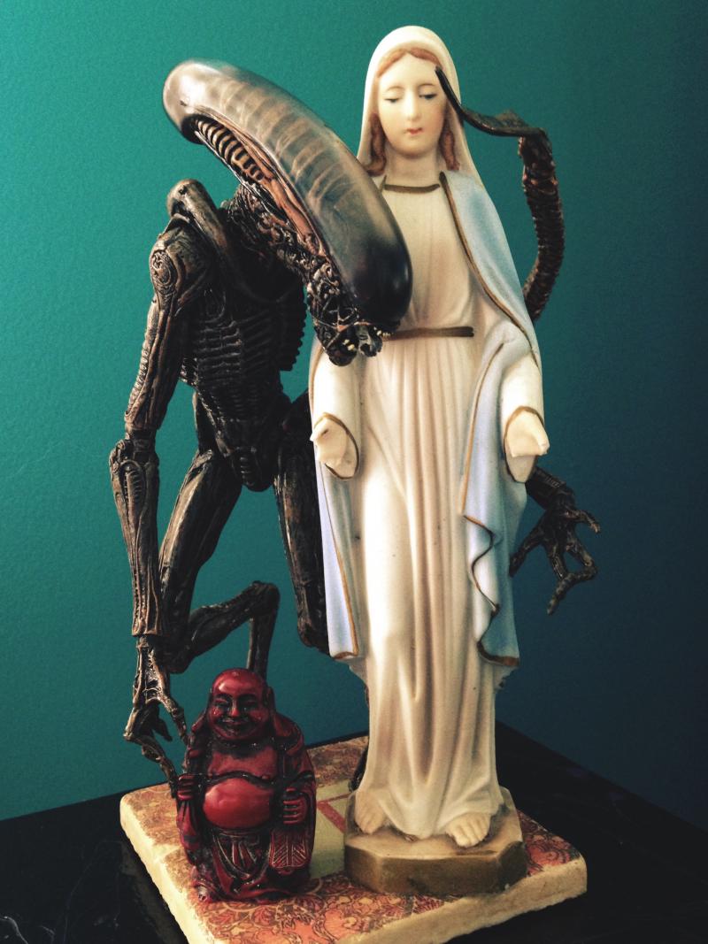 Alien  Mary  and Buddha   religious icons
