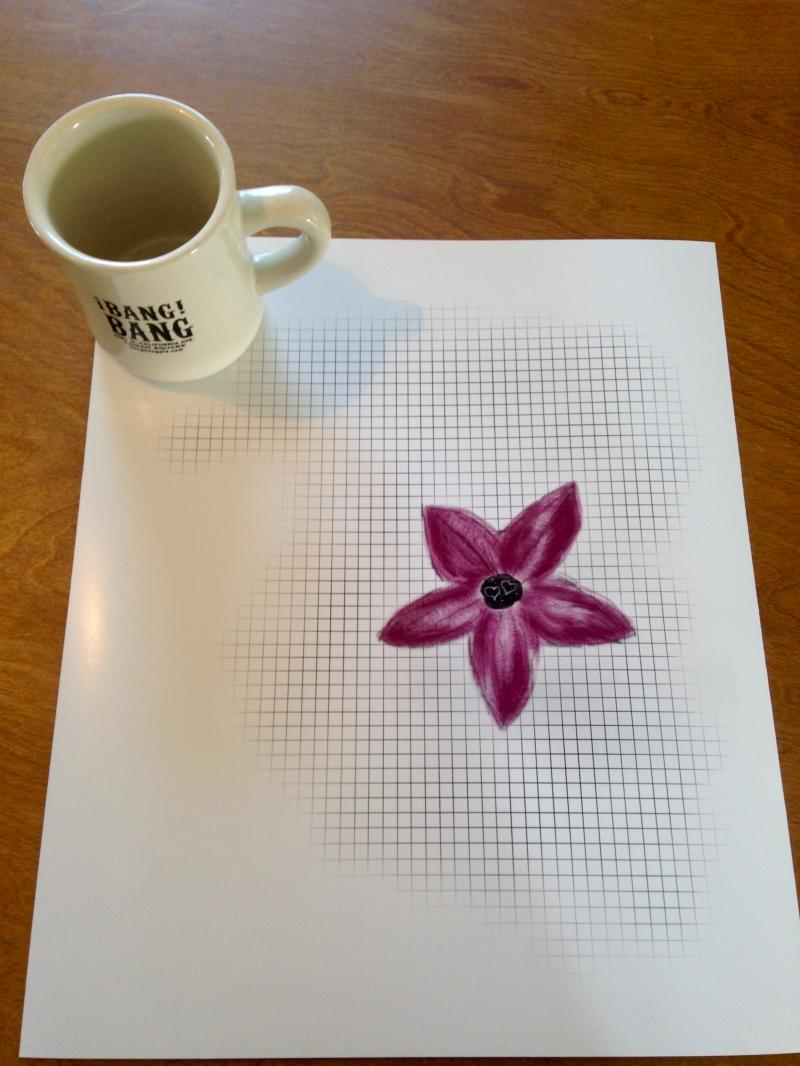 Purple flower on black grid