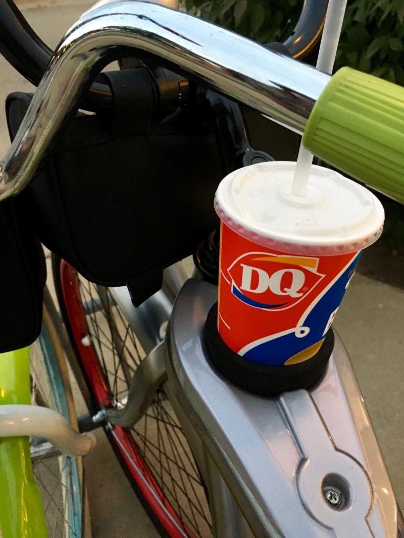 DQ cup in the bike cup holder