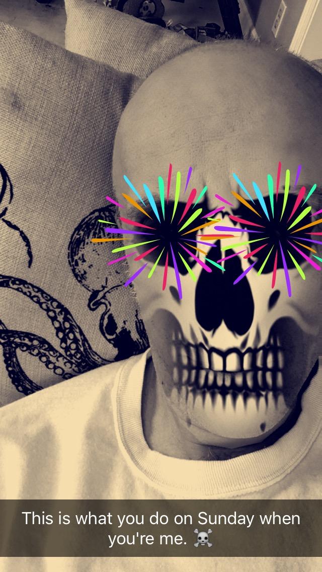 Snapchat   skull with colored eye explosions