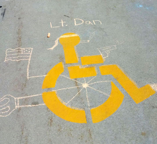Lieutenant Dan handicap painting on concrete