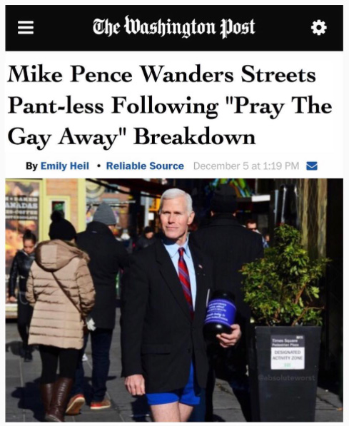 Mike Pence wanders the streets pant-less