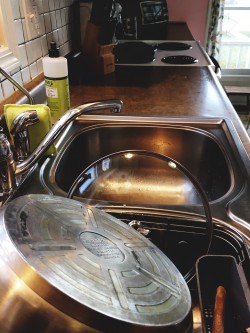 A clean kitchen counter