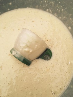 Measuring cup fell in the batter