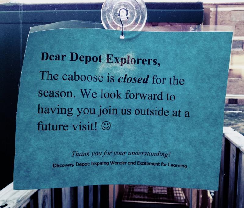 The caboose is closed sign