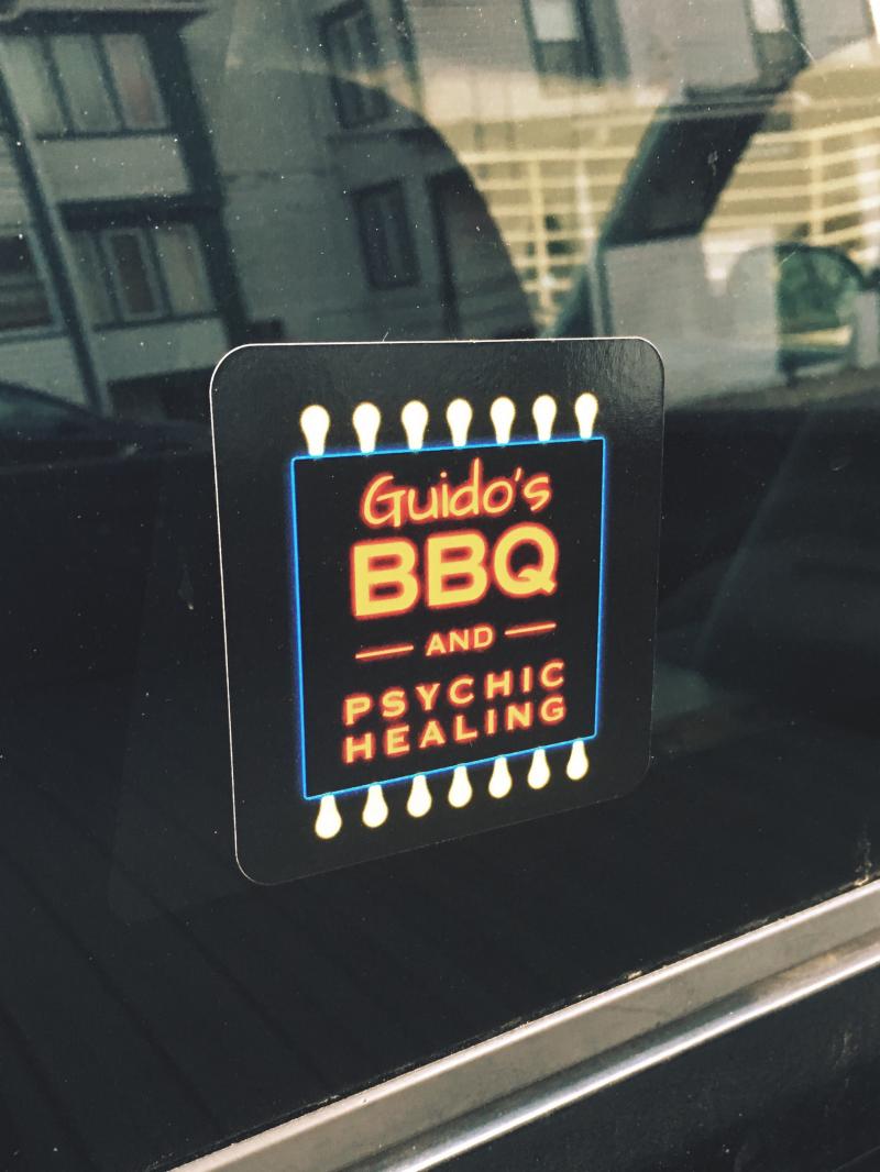 Guido's BBQ and Psychic Healing - window sticker