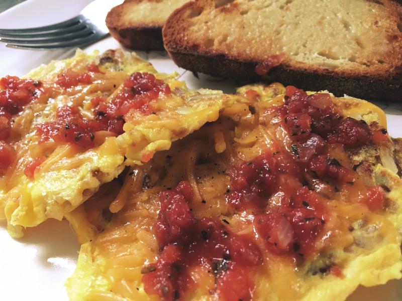 Hashbrowns with scrambled eggs