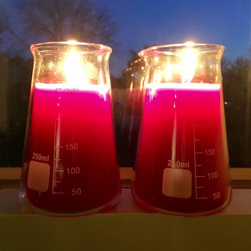 Pink beaker candles