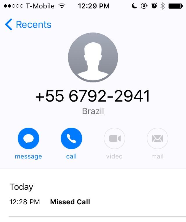 Missed call from Brazil