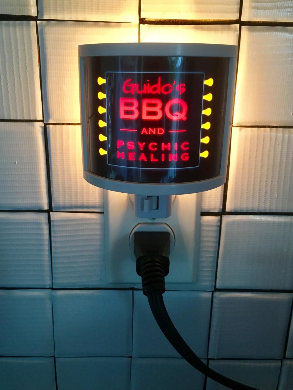 Guido's BBQ night light in action