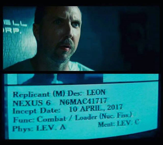 Leon's (from Blade Runner) birthday is April 10, 2017