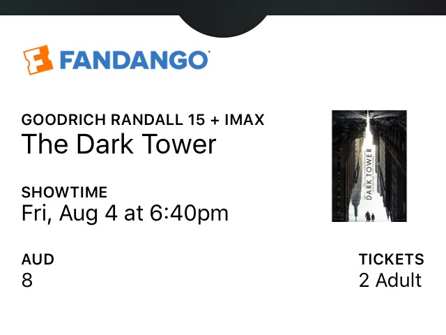The Dark Tower Fandango tickets