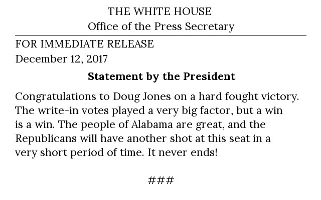 Congratulations to Doug Jones