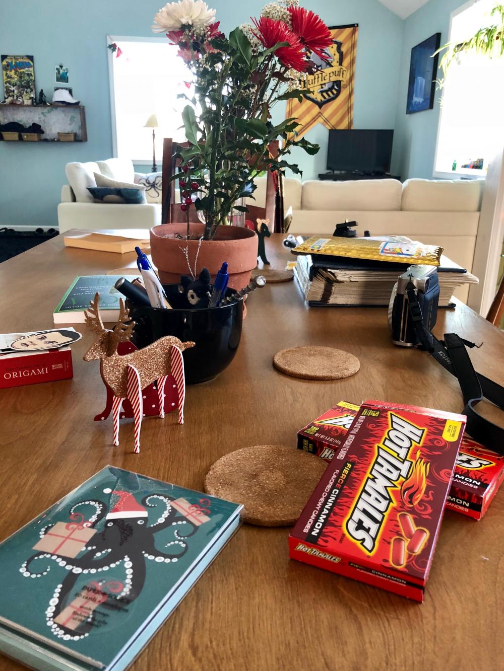 Dining room table after Christmas