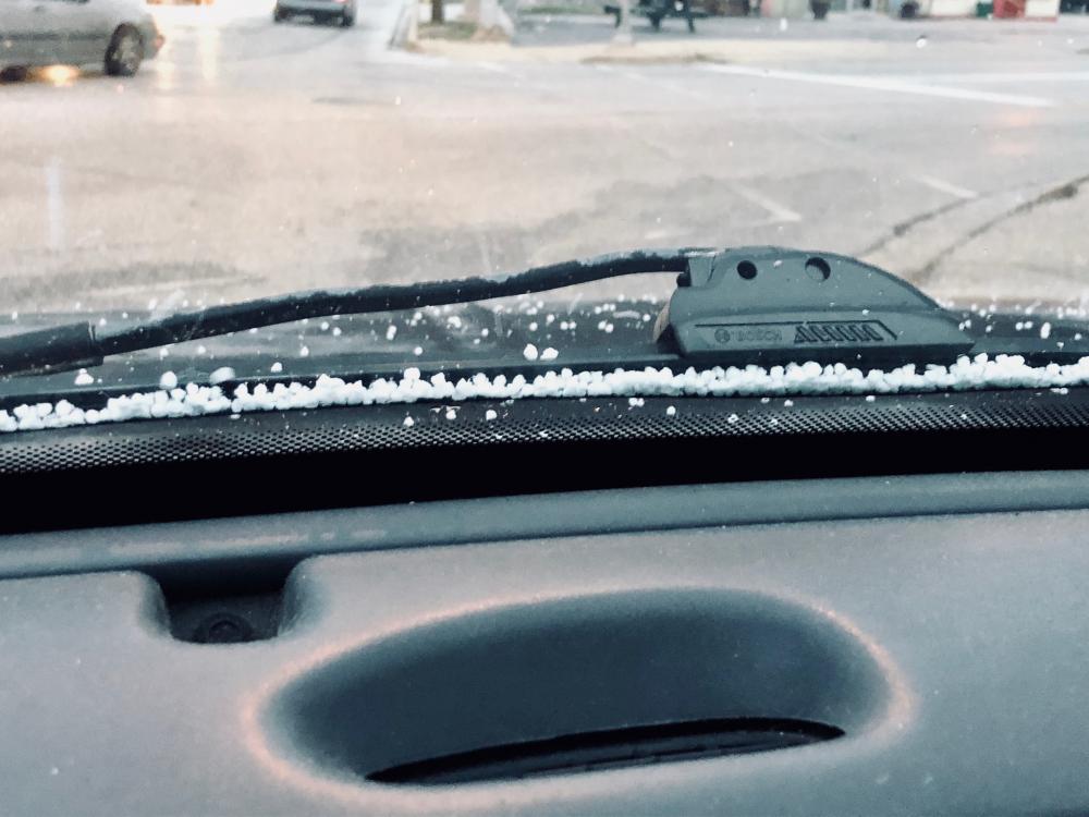 Little sleets on the windshield