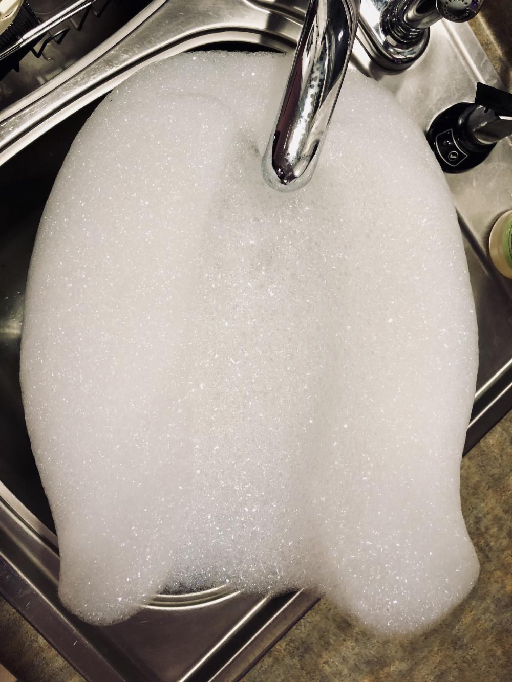 Plenty of suds in the sink
