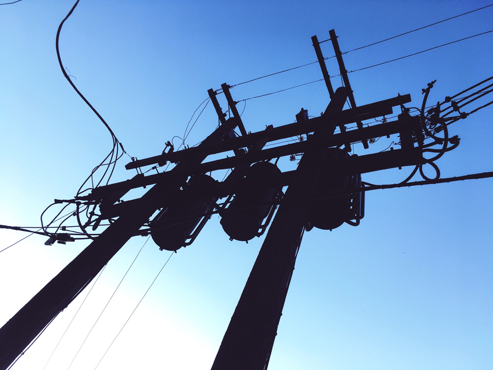 Dual telephone pole silhouettes