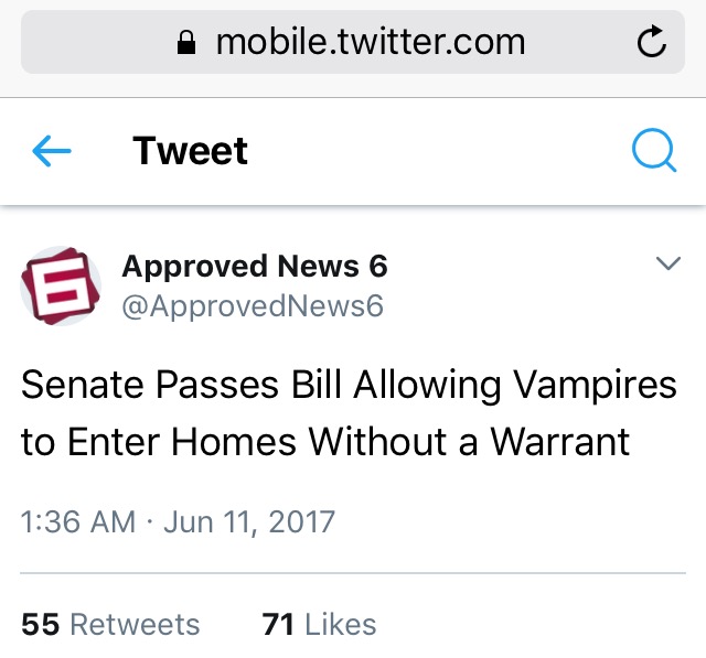 Senate Passes Bill Allowing Vampires to Enter Homes Without a Warrant