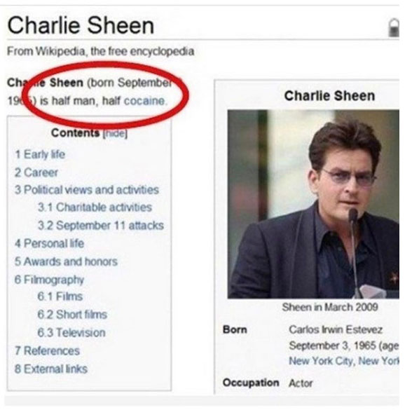 Charlie Sheen - half man, half cocaine