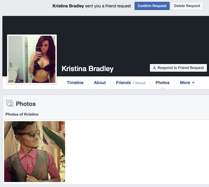 Facebook friend request from Kristina